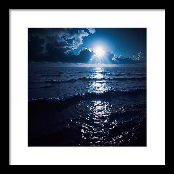 Midnight Blue Tides - Framed Print