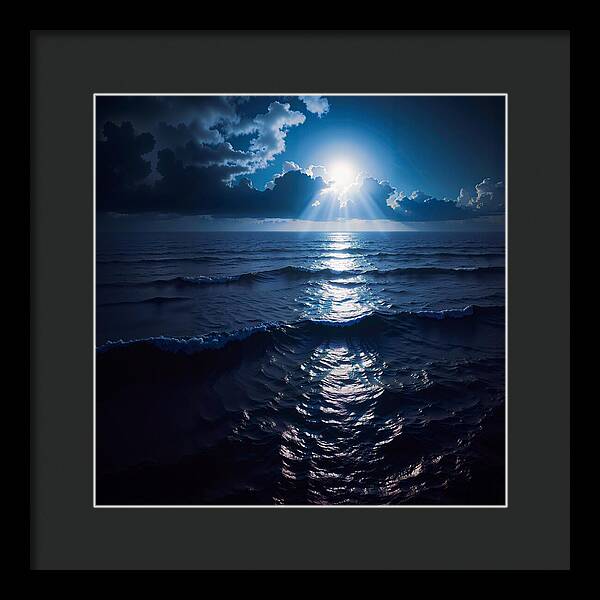 Midnight Blue Tides - Framed Print