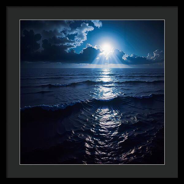 Midnight Blue Tides - Framed Print