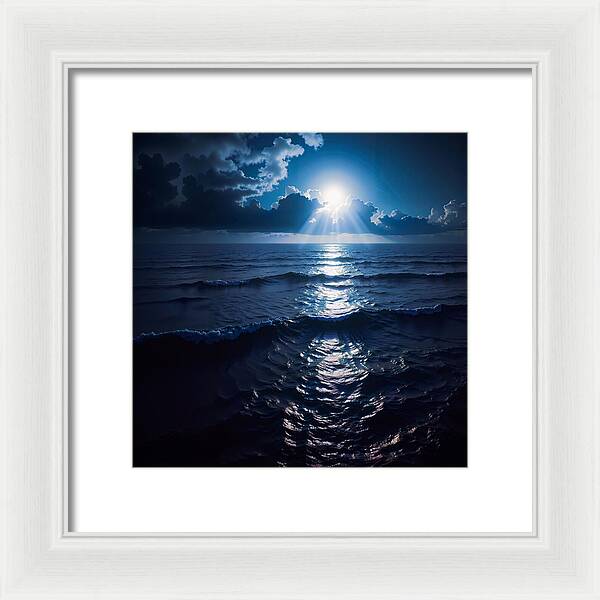 Midnight Blue Tides - Framed Print