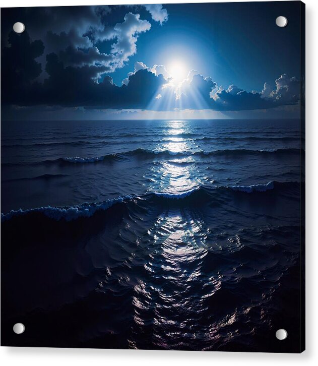 Midnight Blue Tides - Acrylic Print