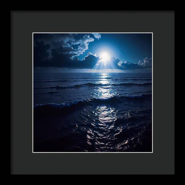 Midnight Blue Tides - Framed Print