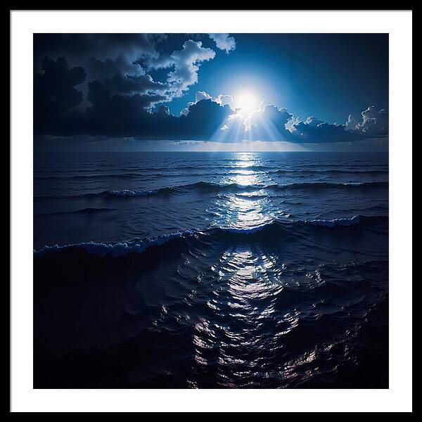 Midnight Blue Tides - Framed Print