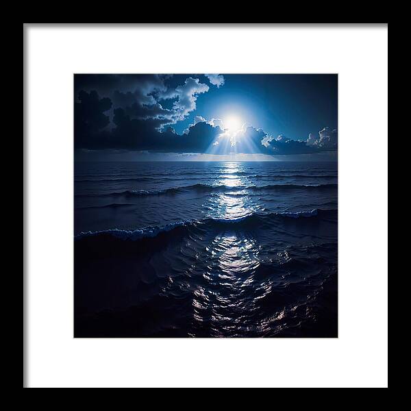 Midnight Blue Tides - Framed Print