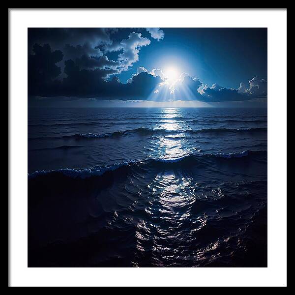 Midnight Blue Tides - Framed Print