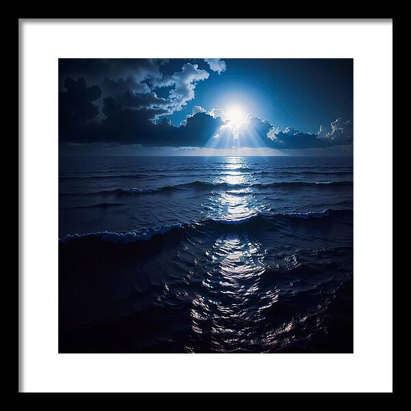 Midnight Blue Tides - Framed Print