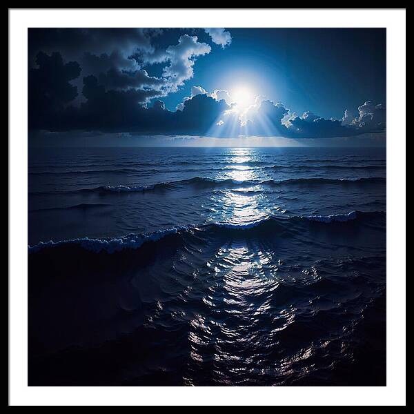 Midnight Blue Tides - Framed Print