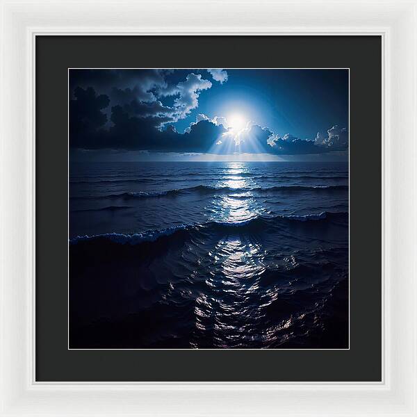 Midnight Blue Tides - Framed Print