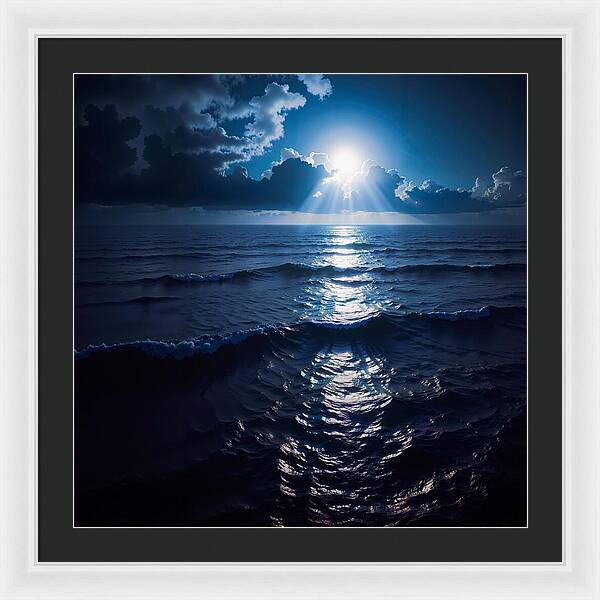 Midnight Blue Tides - Framed Print