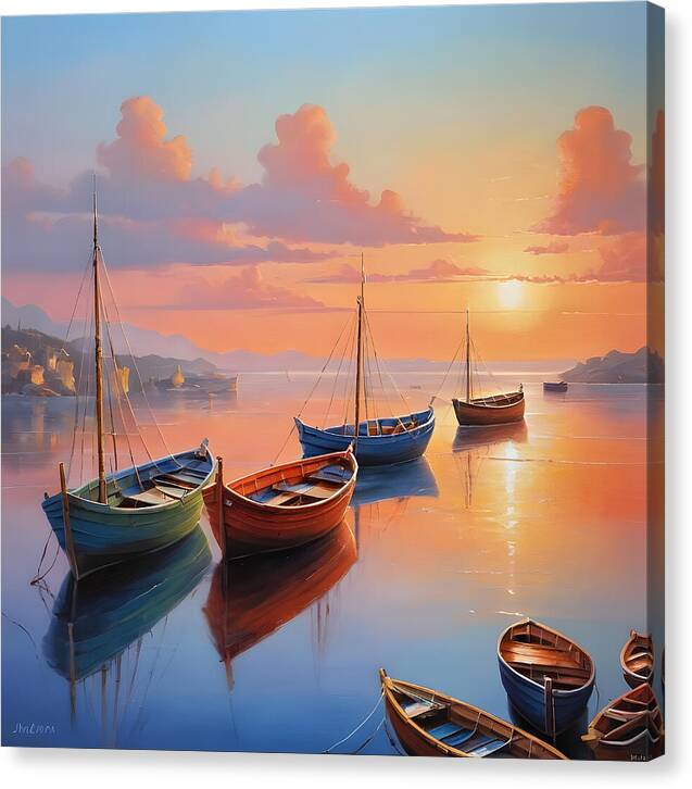 Moored in Tranquility - Canvas Print