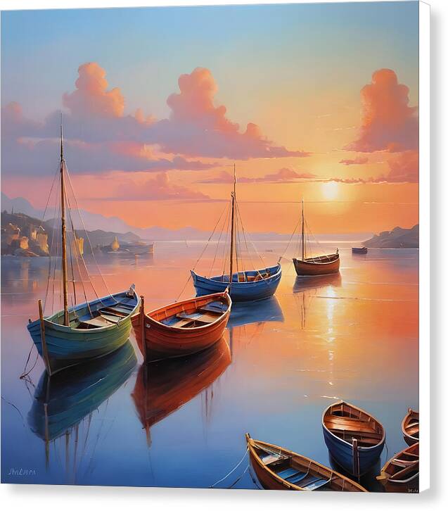 Moored in Tranquility - Canvas Print