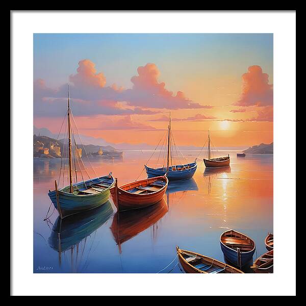 Moored in Tranquility - Framed Print