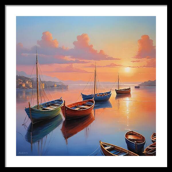 Moored in Tranquility - Framed Print