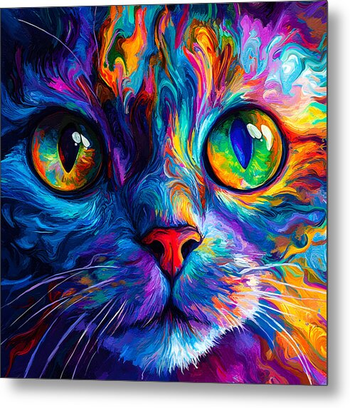 Psychedelic Purr - Metal Print