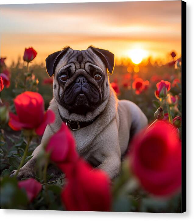 Pug Petals - Canvas Print