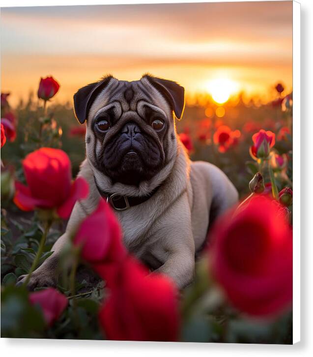 Pug Petals - Canvas Print