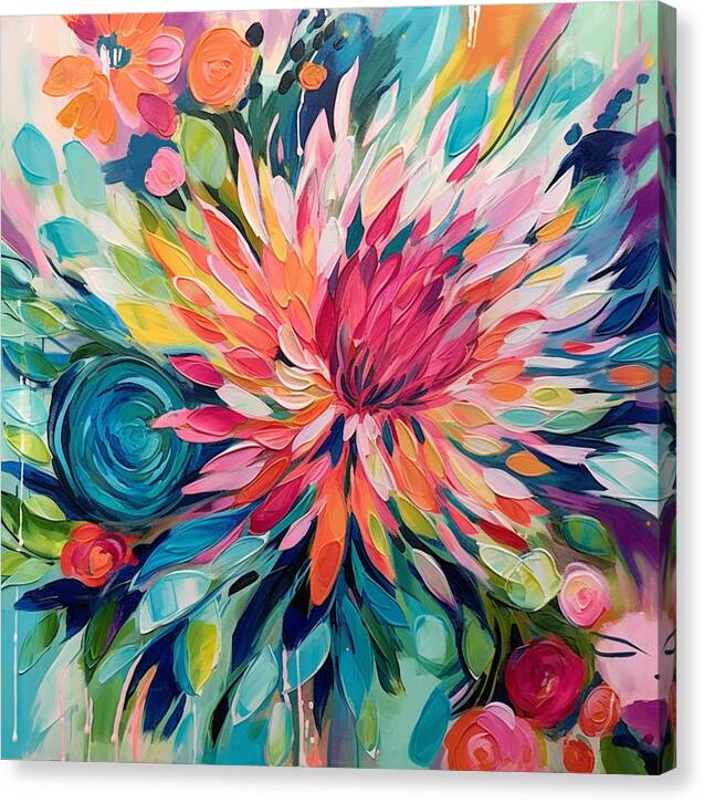 Radiant Floral Rhapsody - Canvas Print