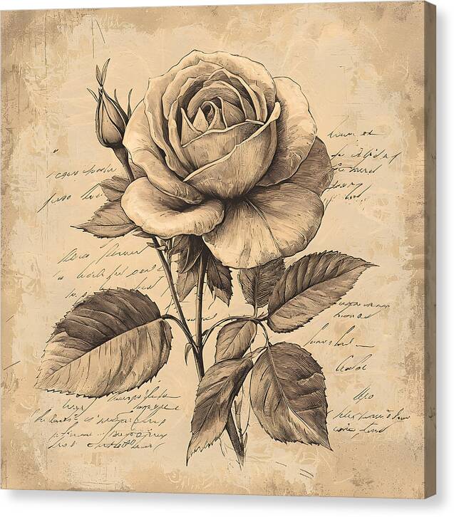 Scripted Rose - Canvas Print