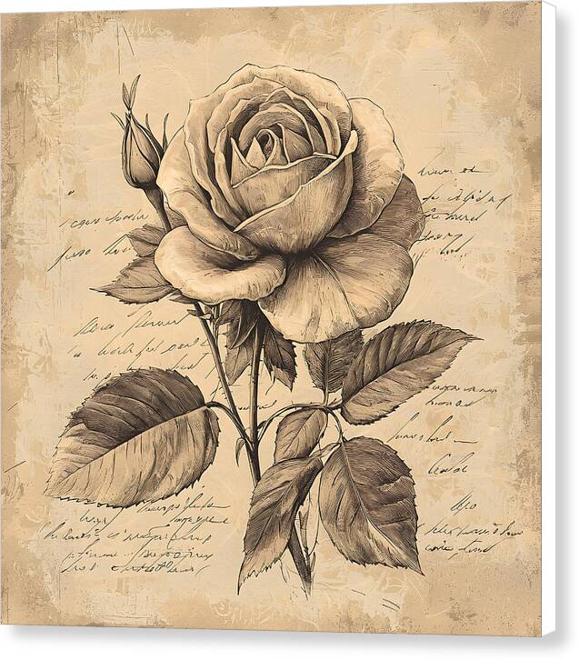 Scripted Rose - Canvas Print