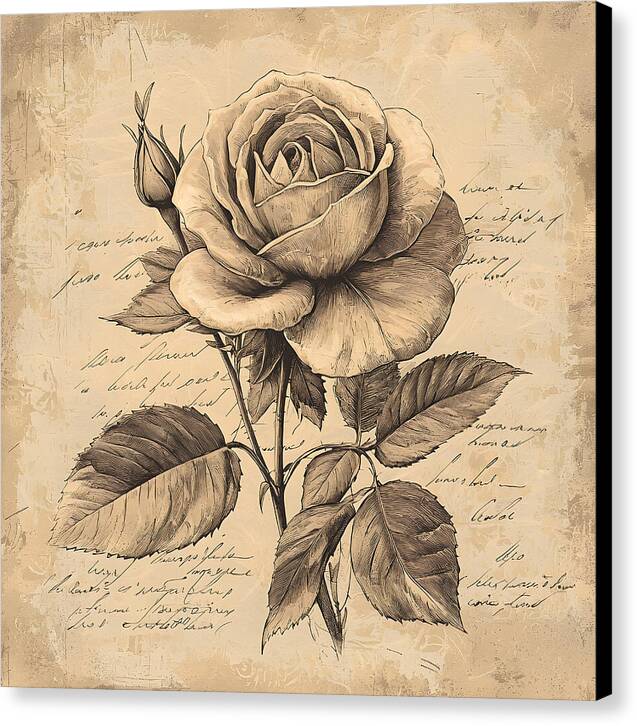 Scripted Rose - Canvas Print