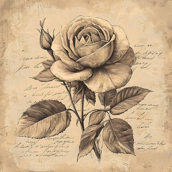 Scripted Rose - Art Print