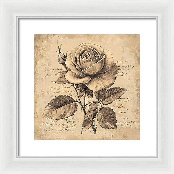 Scripted Rose - Framed Print