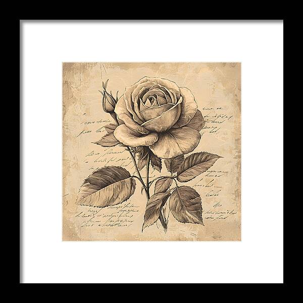 Scripted Rose - Framed Print