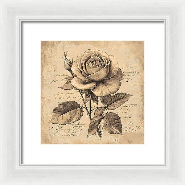 Scripted Rose - Framed Print