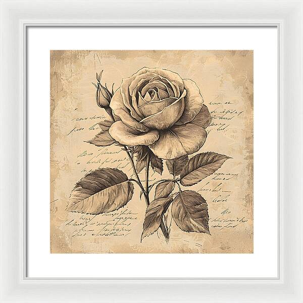 Scripted Rose - Framed Print