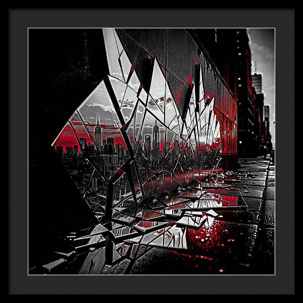 Skyline Kaleidoscope Dark - Framed Print