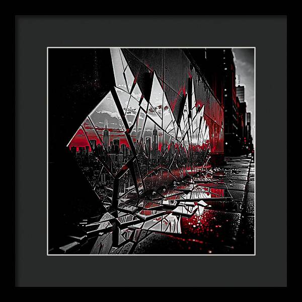 Skyline Kaleidoscope Dark - Framed Print