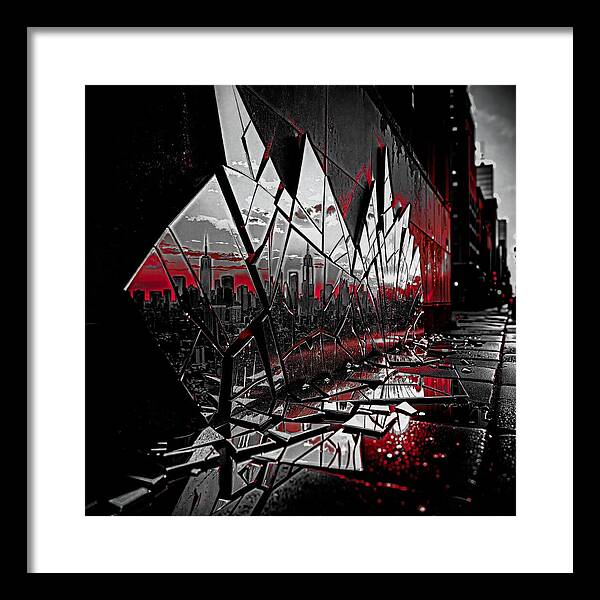 Skyline Kaleidoscope Dark - Framed Print