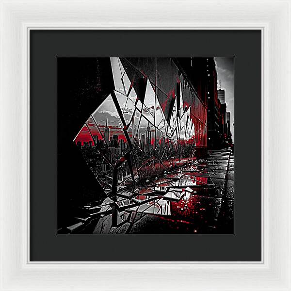 Skyline Kaleidoscope Dark - Framed Print