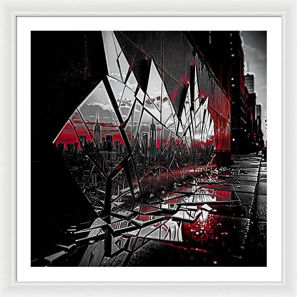 Skyline Kaleidoscope Dark - Framed Print