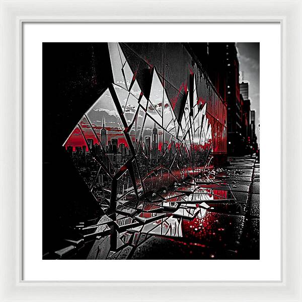 Skyline Kaleidoscope Dark - Framed Print