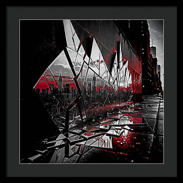 Skyline Kaleidoscope Dark - Framed Print