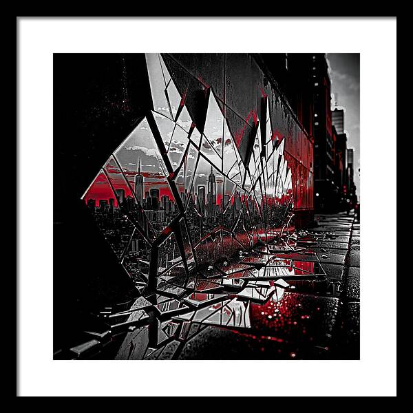 Skyline Kaleidoscope Dark - Framed Print