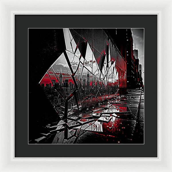 Skyline Kaleidoscope Dark - Framed Print