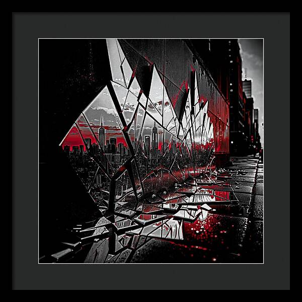 Skyline Kaleidoscope Dark - Framed Print