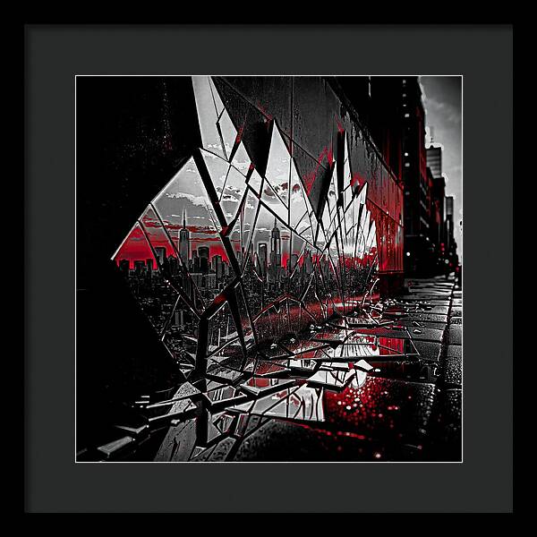 Skyline Kaleidoscope Dark - Framed Print