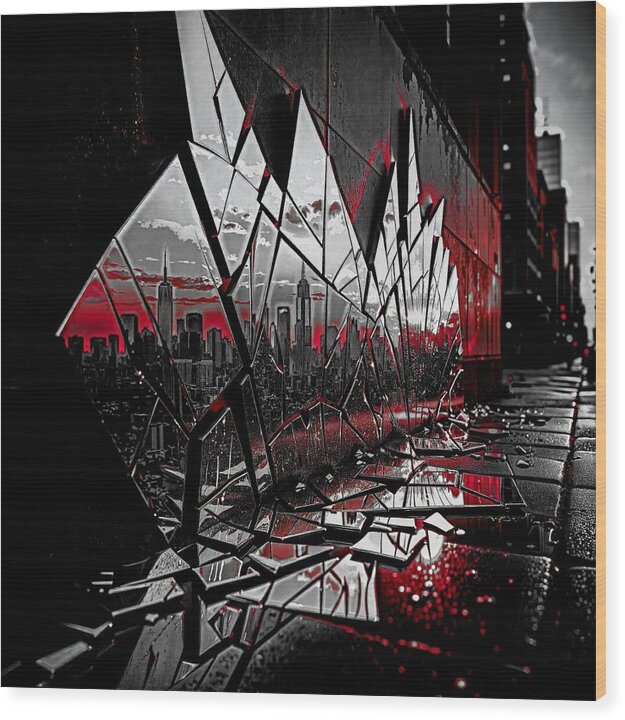 Skyline Kaleidoscope Dark - Wood Print