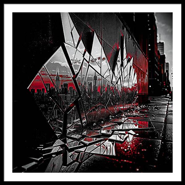 Skyline Kaleidoscope Dark - Framed Print