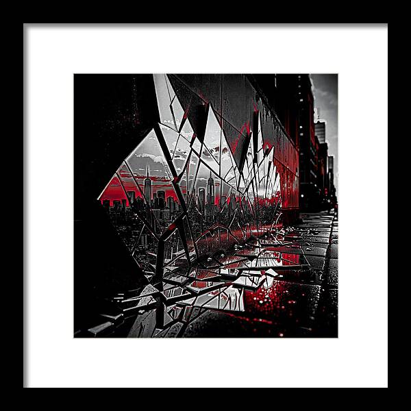 Skyline Kaleidoscope Dark - Framed Print