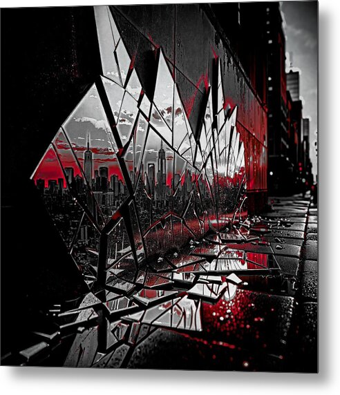 Skyline Kaleidoscope Dark - Metal Print