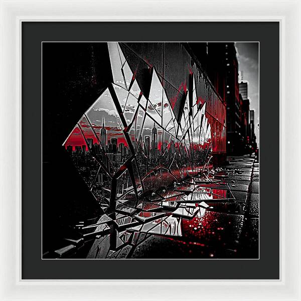 Skyline Kaleidoscope Dark - Framed Print