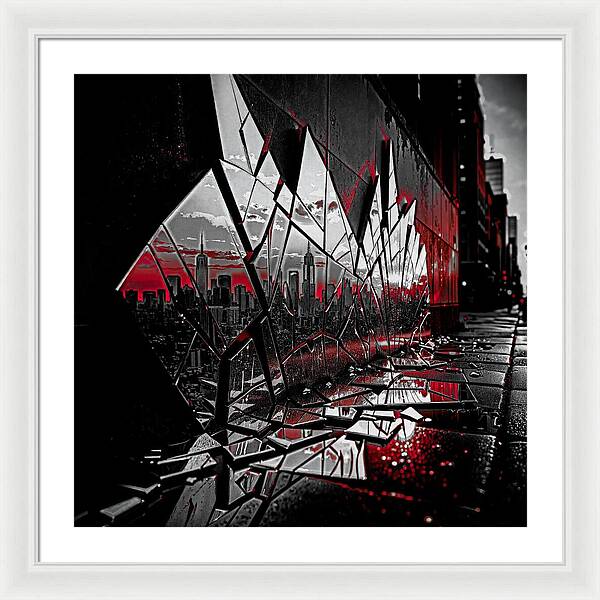 Skyline Kaleidoscope Dark - Framed Print