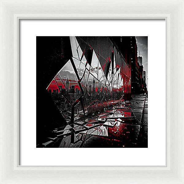 Skyline Kaleidoscope Dark - Framed Print