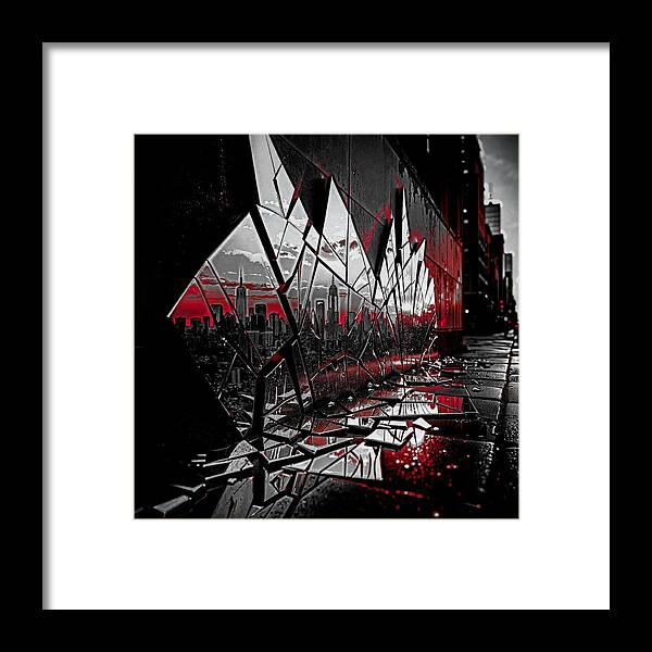 Skyline Kaleidoscope Dark - Framed Print