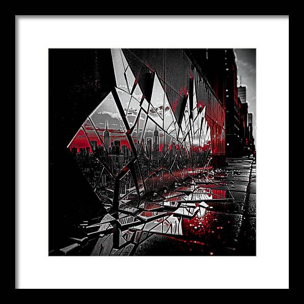 Skyline Kaleidoscope Dark - Framed Print