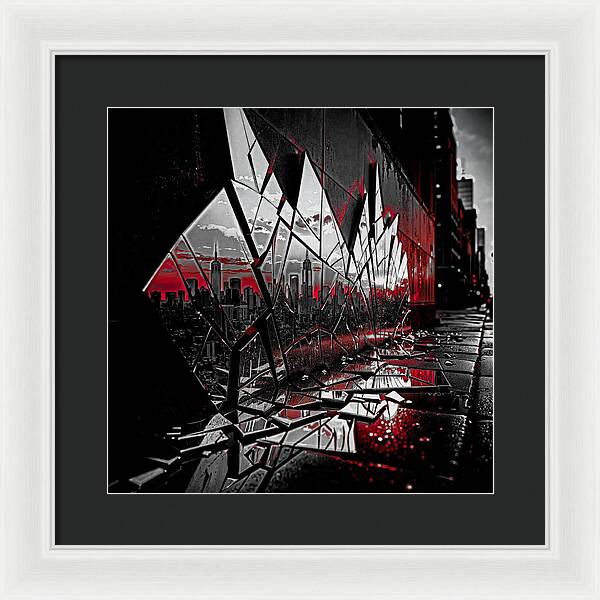 Skyline Kaleidoscope Dark - Framed Print